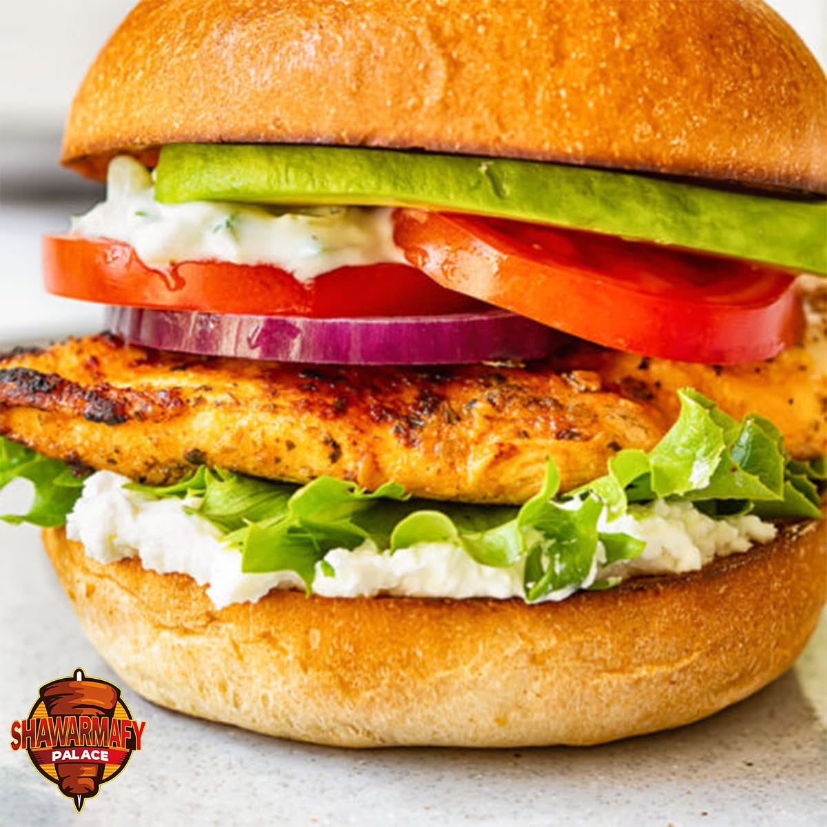Chicken Fillet Burger Served at Shawarma Palace Restaurant in Birmingham